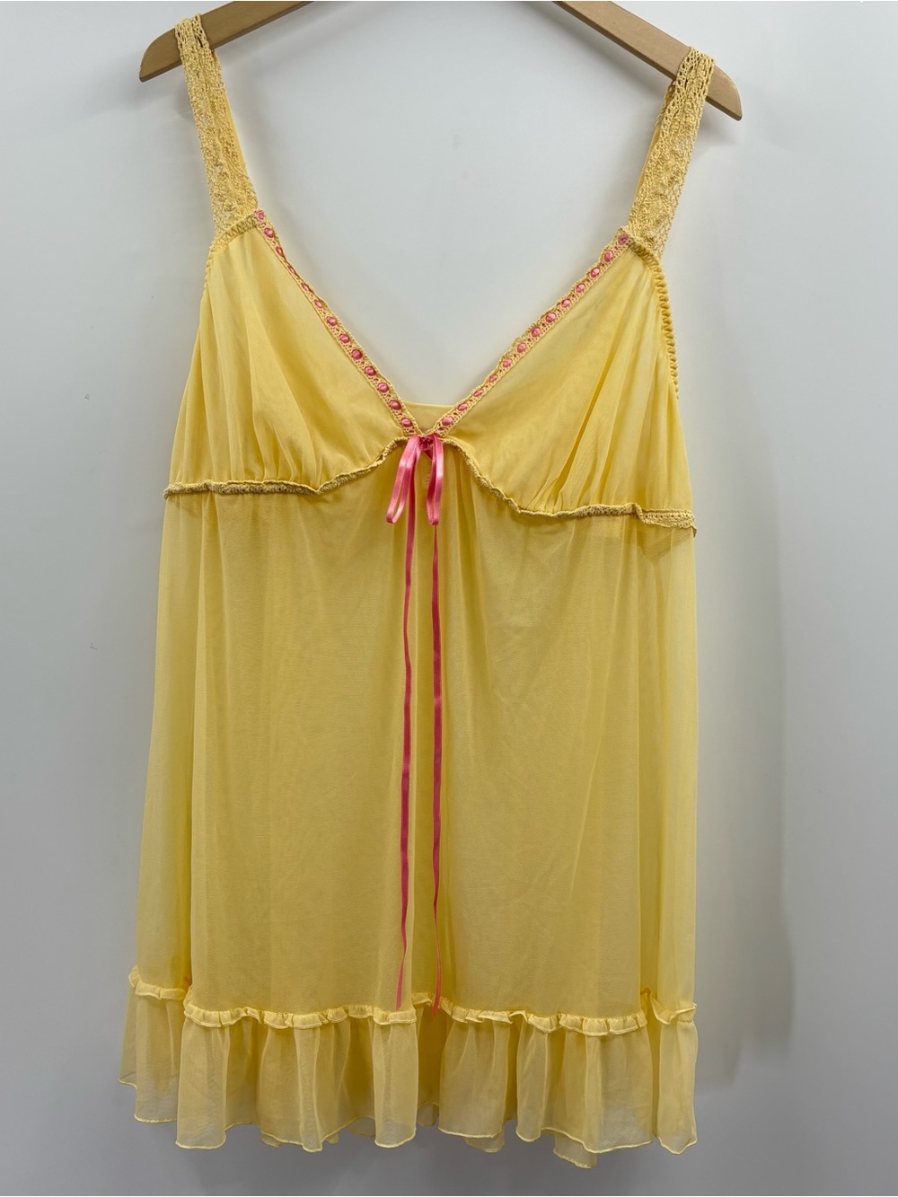 Y2K Coquette Cacique Mesh Babydoll Chemise Slip Dress Size 22/24